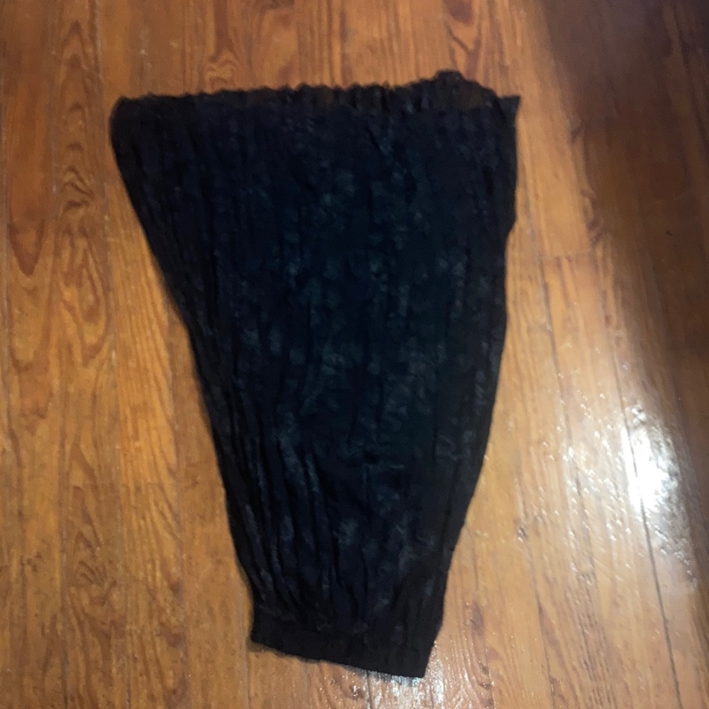 Vintage Patterned Sheer Black Maxi Skirt
